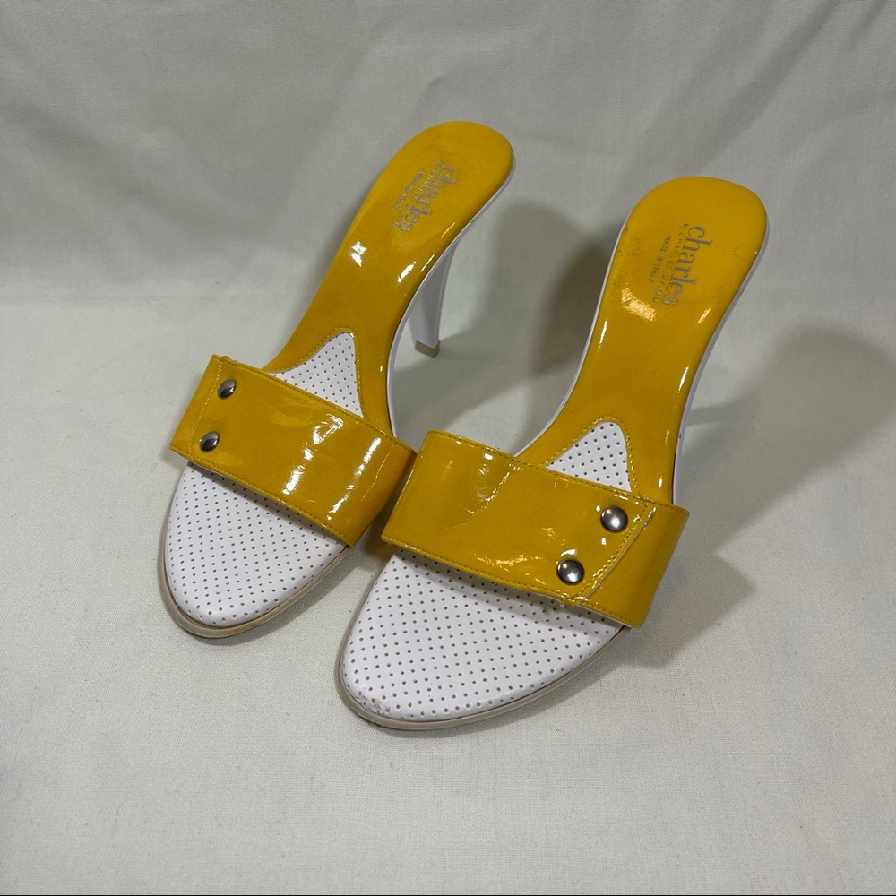 Charles David Yellow Mule Heel Sandals sz: 7.5
